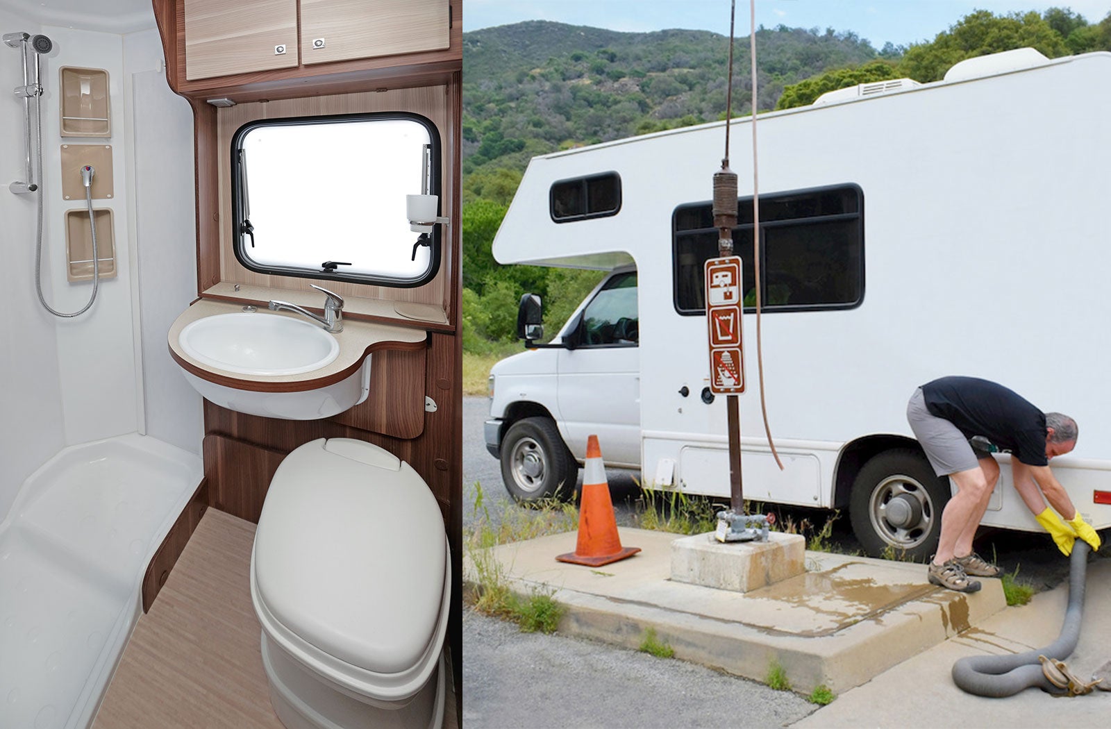 Portable RV/camper toilet and holding tank setup in Wasilla, Alaska