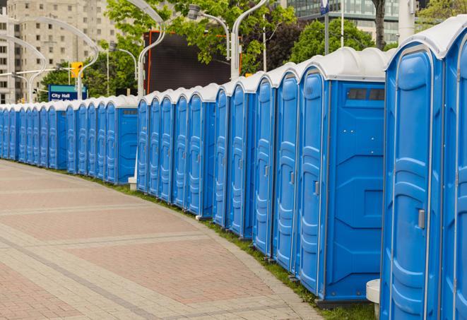 Seasonal porta potty units set up at a Wasilla, Alaska venue